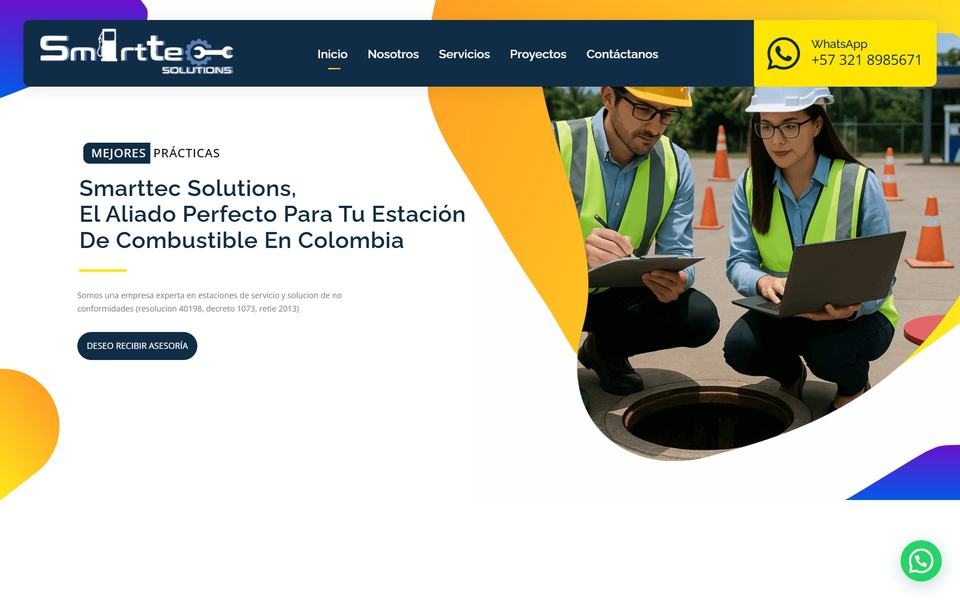 Sitio web de Smarttec Solutions, cumplimiento normativo para estaciones de servicio