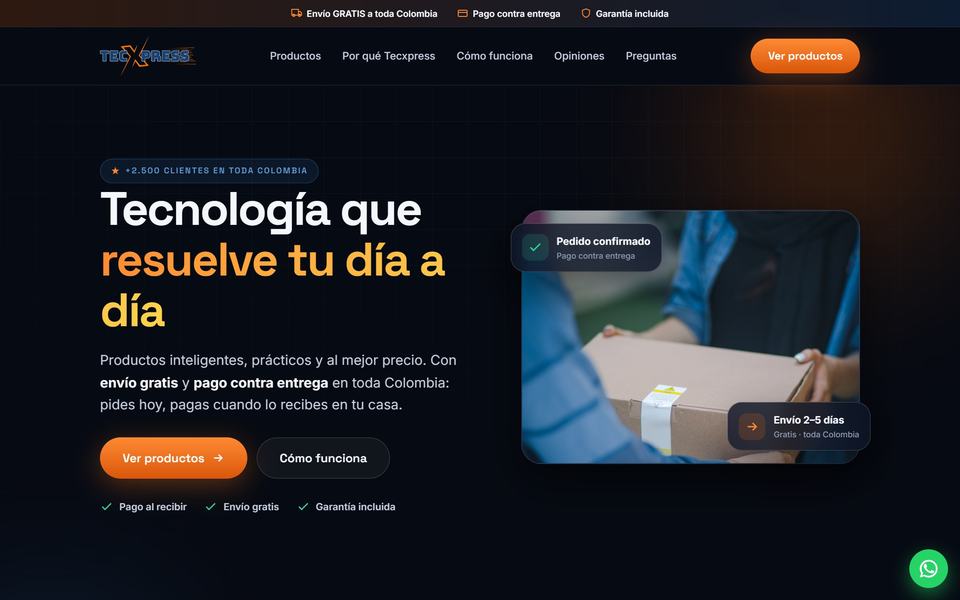 Sitio web de Tecxpress, tienda de tecnología